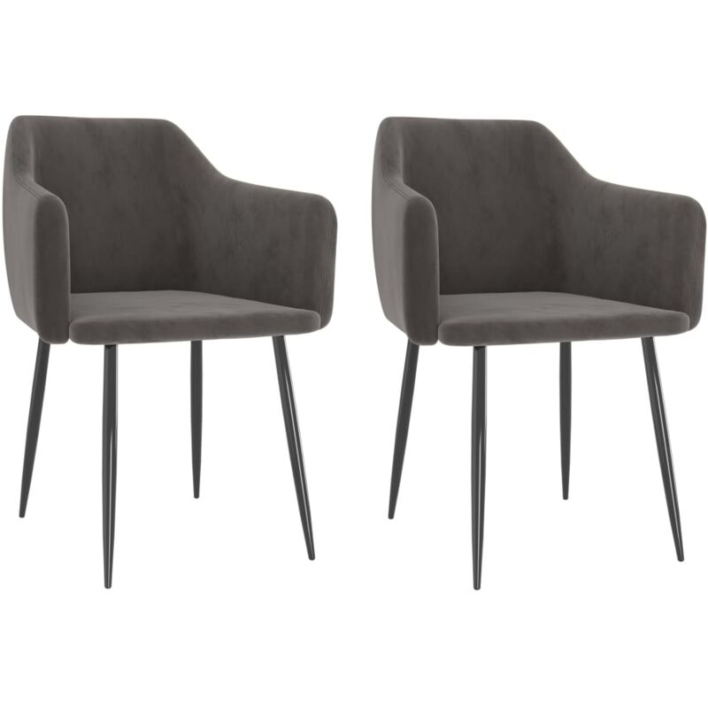 

vidaXL Sillas de Comedor 2 Unidades de Terciopelo Gris Oscuro - Gris