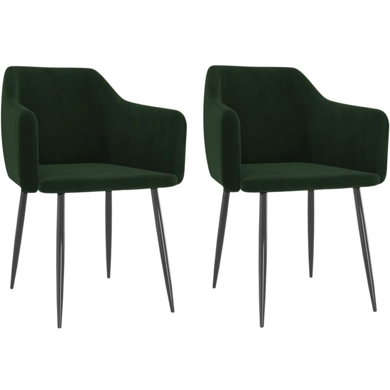 

vidaXL Sillas de Comedor 2 Unidades de Terciopelo Verde Oscuro - Verde