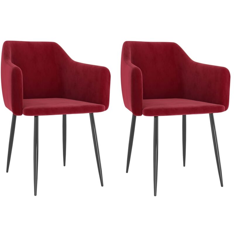 

vidaXL Sillas de Comedor 2 Unidades de Terciopelo Rojo Vino Tinto - Rojo