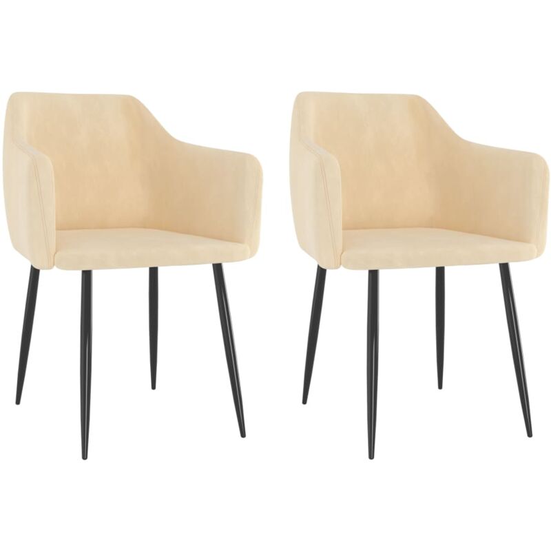

vidaXL Sillas de Comedor 2 Unidades de Terciopelo Crema - Crema