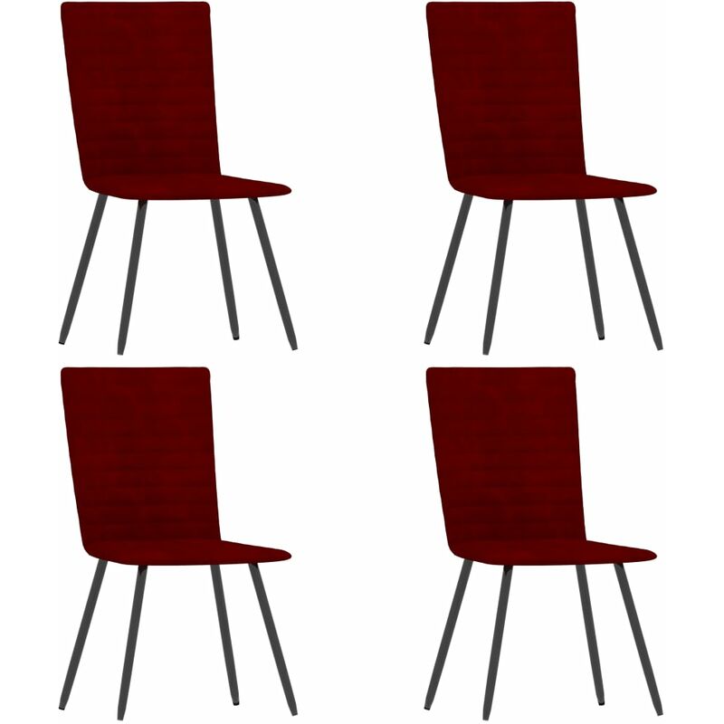 

vidaXL Sillas de Comedor Terciopelo 4 Unidades Vino Tinto - Rojo