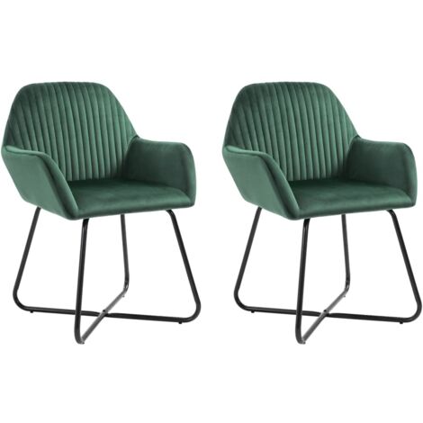 Sillas de comedor 2 unidades terciopelo verde