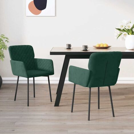 Sillas de comedor 2 unidades terciopelo verde oscuro