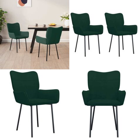 Sillas de comedor 2 unidades terciopelo verde oscuro - Sillas de comedor terciopelo - Sillas de comedor verde oscuro