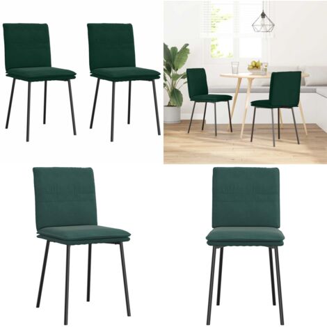 Sillas de comedor 2 unidades terciopelo verde oscuro - Sillas ergonómicas - Sillas de comedor de terciopelo