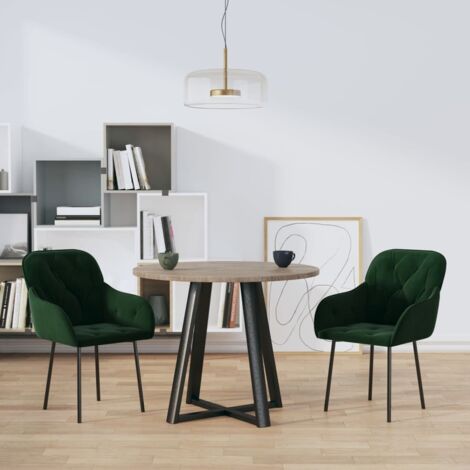 Sillas de comedor 2 unidades terciopelo verde oscuro vidaXL