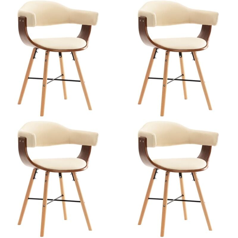 

BHD - Sillas de comedor 4 uds cuero sintético y madera curvada crema