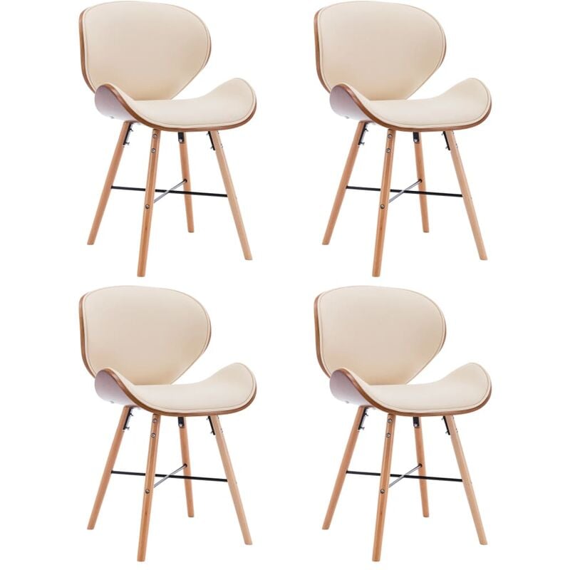 

Sillas de comedor 4 uds cuero sintético y madera curvada crema