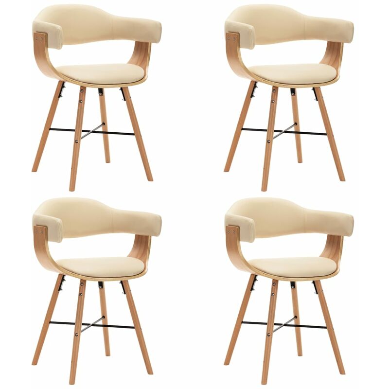 

Sillas de comedor 4 uds cuero sintético y madera curvada crema
