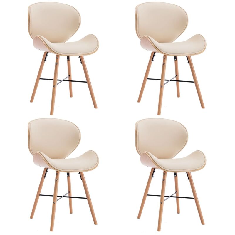 

Sillas de comedor 4 uds cuero sintético y madera curvada crema