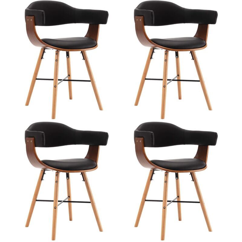 

Sillas de comedor 4 uds cuero sintético y madera curvada negro