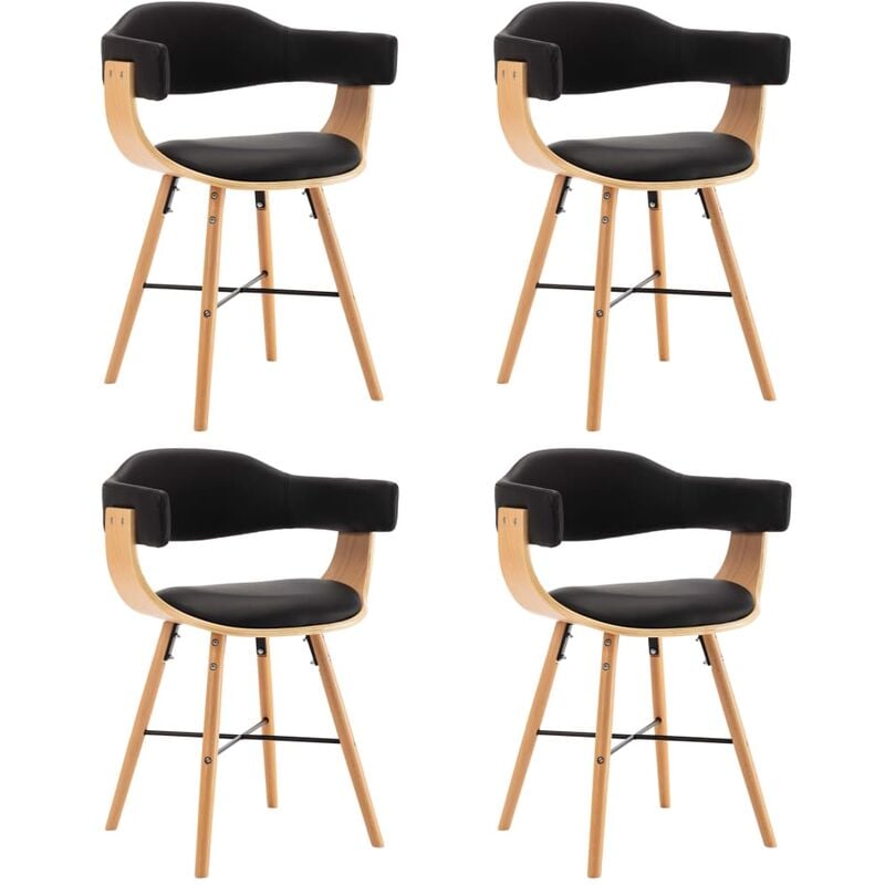 

Sillas de comedor 4 uds cuero sintético y madera curvada negro