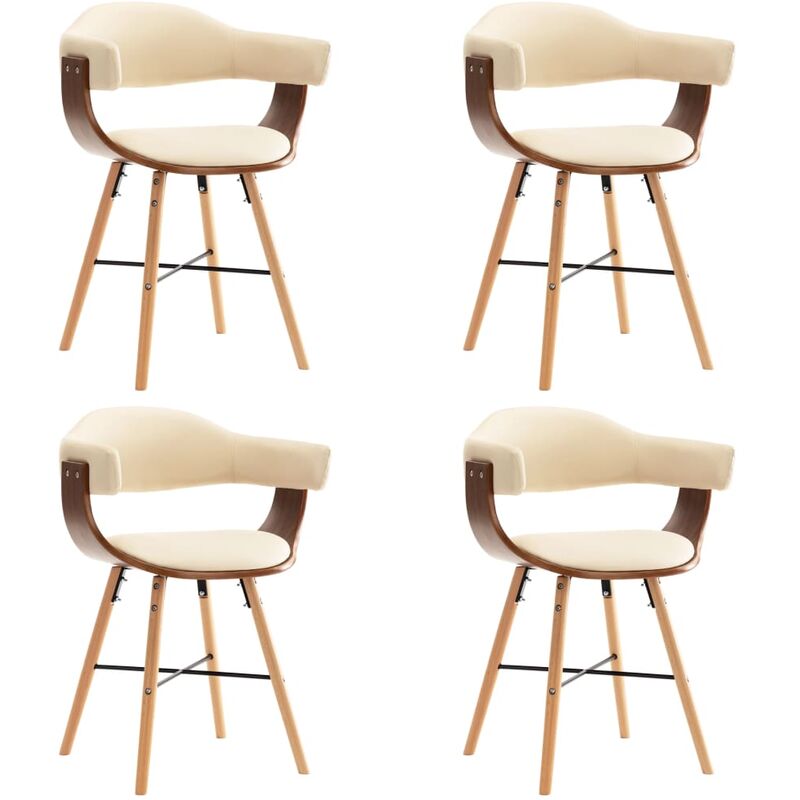 

Sillas de comedor 4 uds cuero sintético y madera curvada crema - Crema