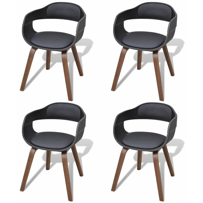 

Sillas de comedor 4 uds madera curvada cuero sintetico negro