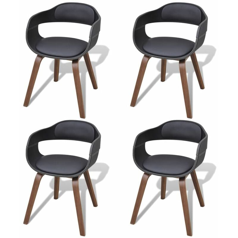 

Sillas de comedor 4 uds madera curvada cuero sintético negro