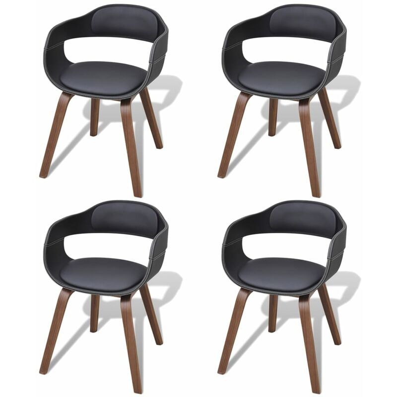 

Sillas de comedor 4 uds madera curvada cuero sintético negro - Negro