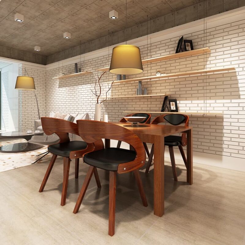 

Youthup - Sillas de comedor 4 uds madera curvada piel sintética marrón - Marrón