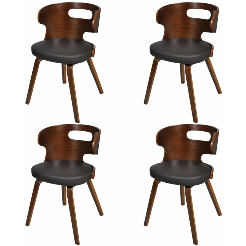 

Sillas de comedor 4 uds madera curvada piel sintética marrón - Marrón
