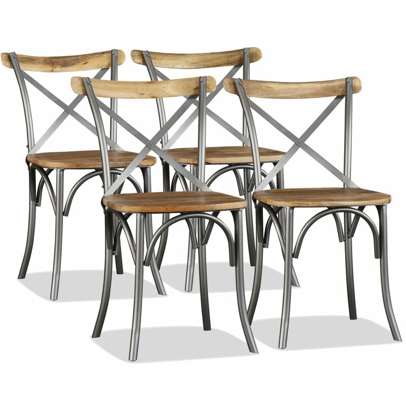 

Sillas de comedor 4 uds. madera de mango respaldo acero cruzado - Multicolor