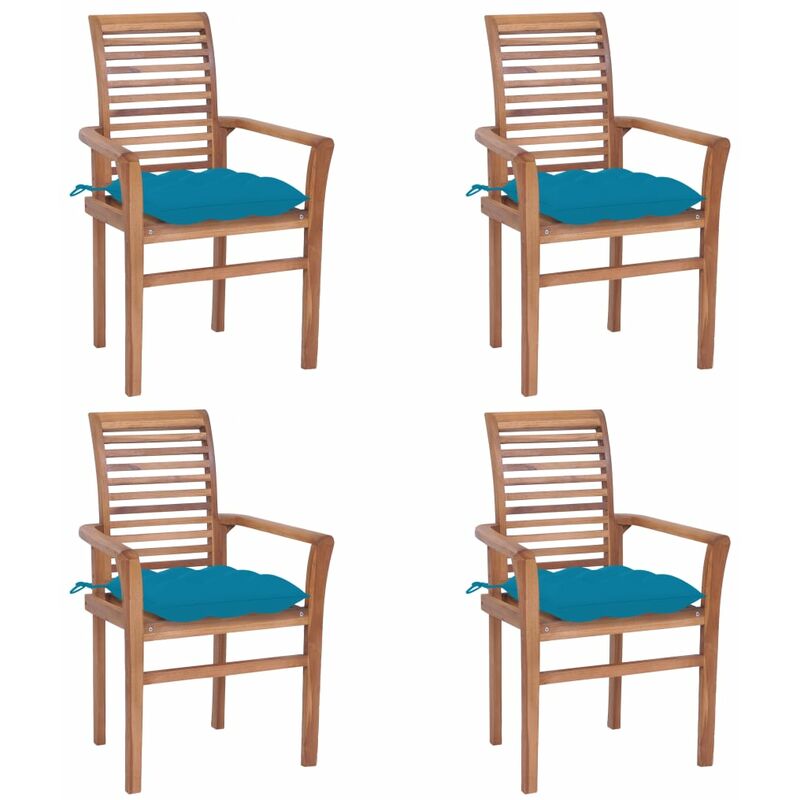 

Youthup - Sillas de comedor 4 uds madera de teca con cojines azul claro