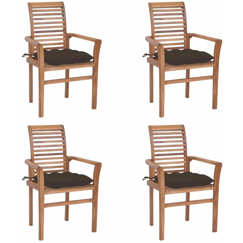 

Sillas de comedor 4 uds madera de teca con cojines gris taupe