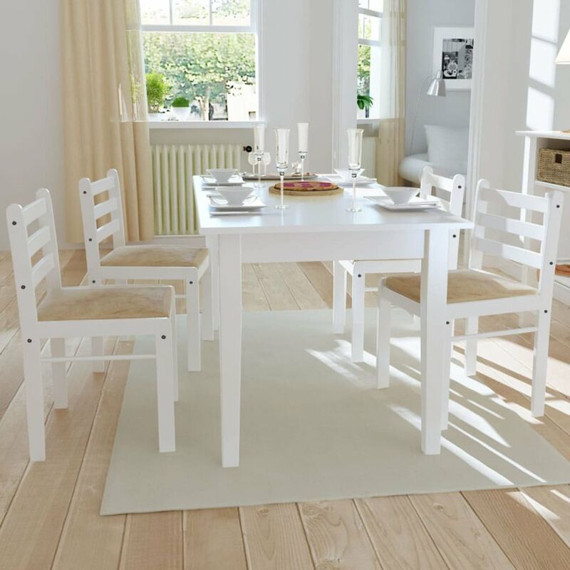 

Sillas de comedor 4 uds madera maciza caucho terciopelo blanco