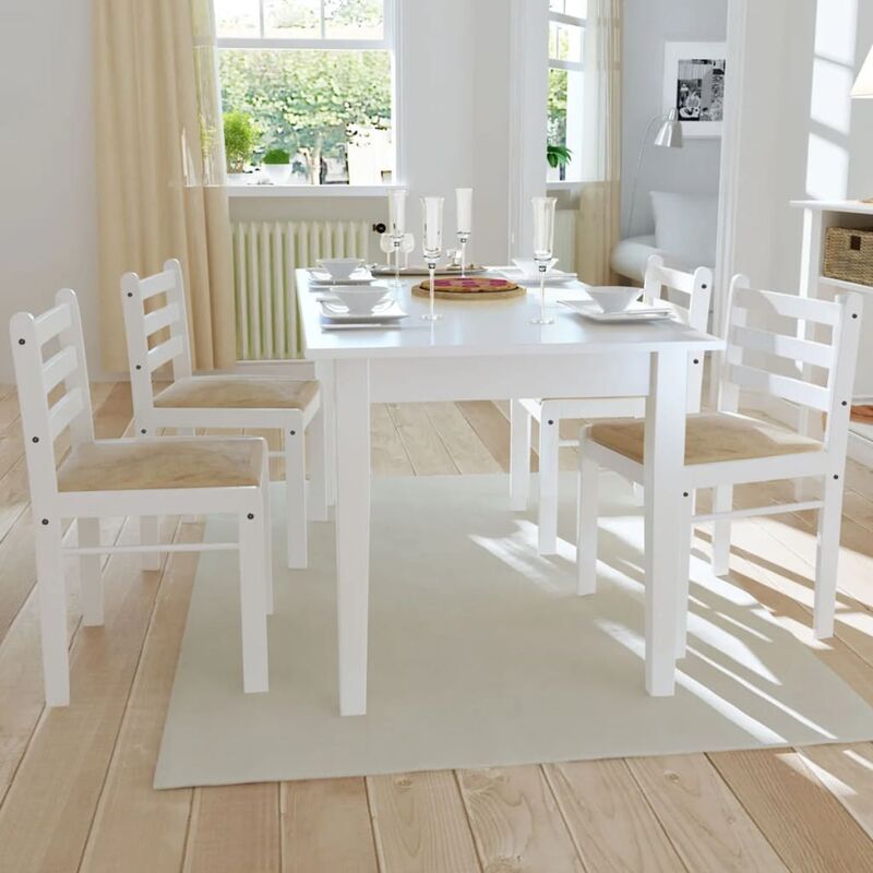 

Sillas de comedor 4 uds madera maciza caucho terciopelo blanco - Blanco