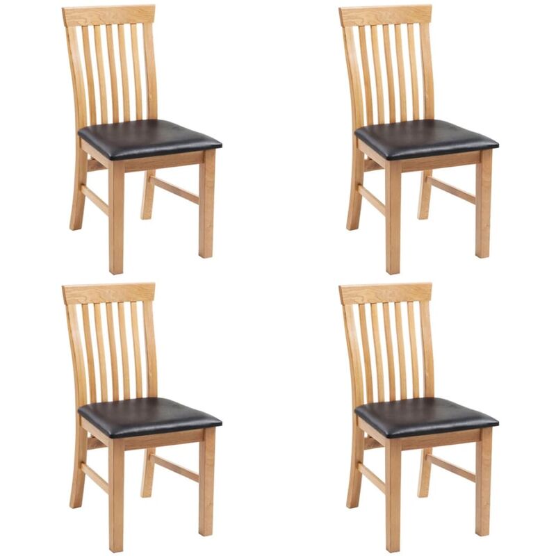 

Sillas de comedor 4 uds madera maciza roble y cuero artificial