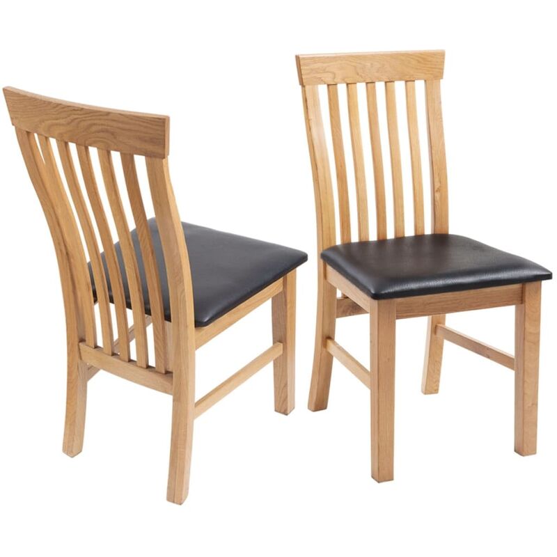 

Sillas de comedor 4 uds madera maciza roble y cuero artificial - Marrón