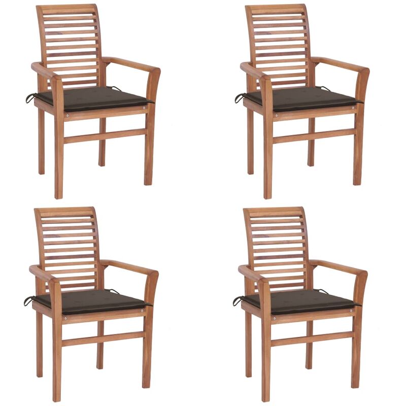 

Youthup - Sillas de comedor 4 uds madera maciza teca y cojines gris taupe