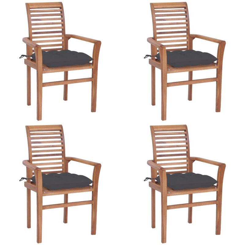 

Sillas de comedor 4 uds madera teca con cojines gris antracita