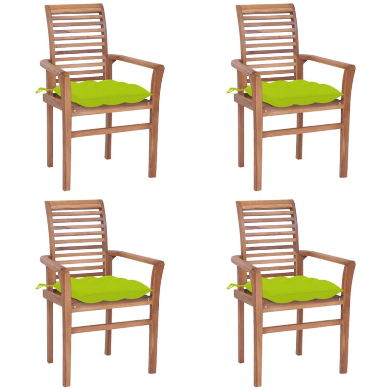 

Sillas de comedor 4 uds madera teca con cojines verde brillante