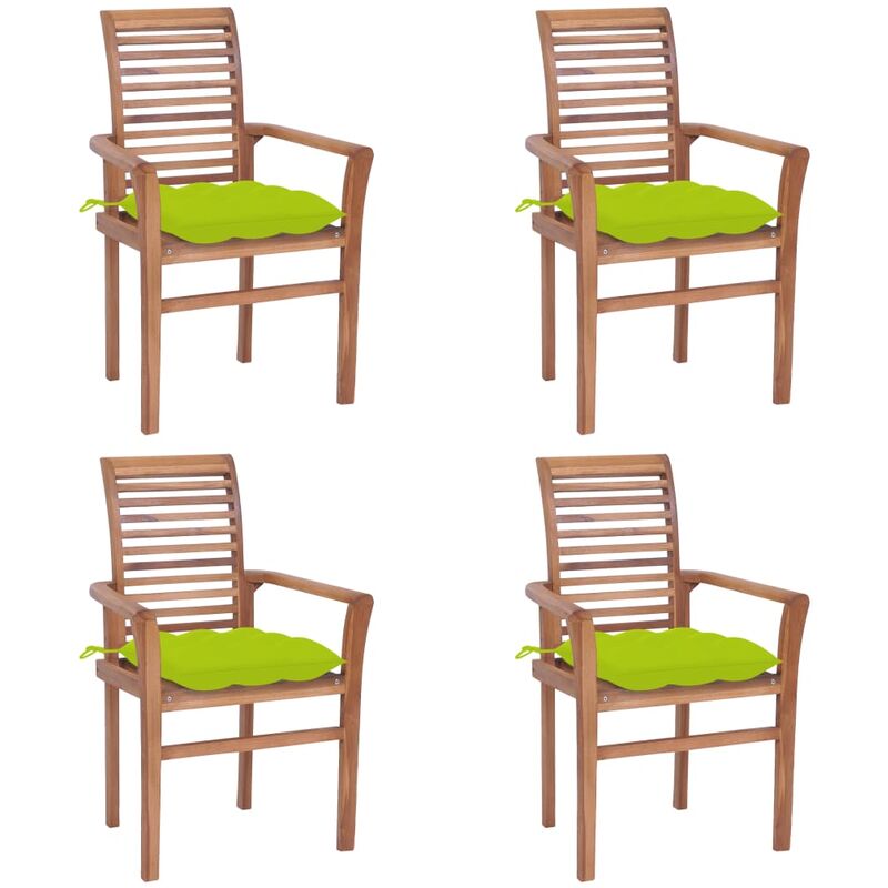 

Sillas de comedor 4 uds madera teca con cojines verde brillante