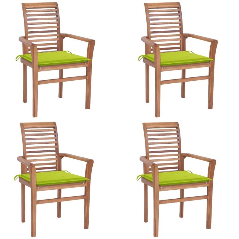 

Sillas de comedor 4 uds madera teca con cojines verde brillante