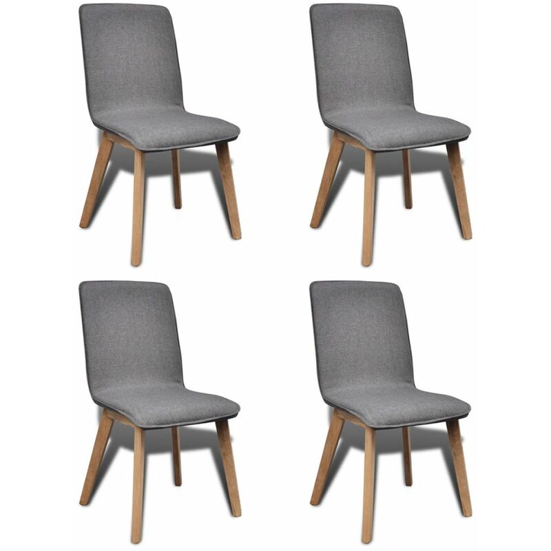 

Happyshopping - Sillas de comedor 4 uds tela gris claro y madera maciza roble