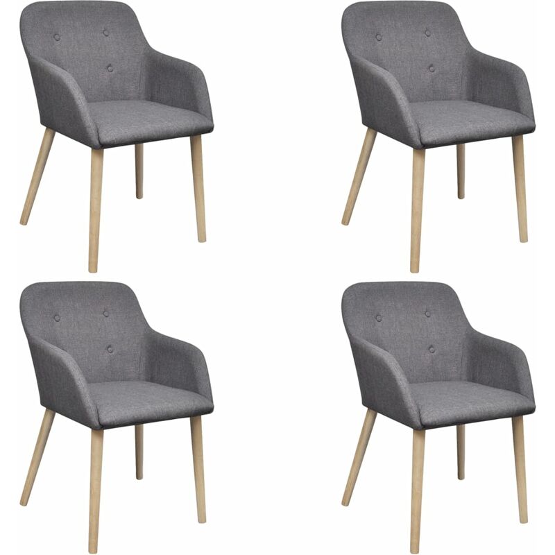 

Sillas de comedor 4 uds tela gris claro y madera maciza roble - Gris