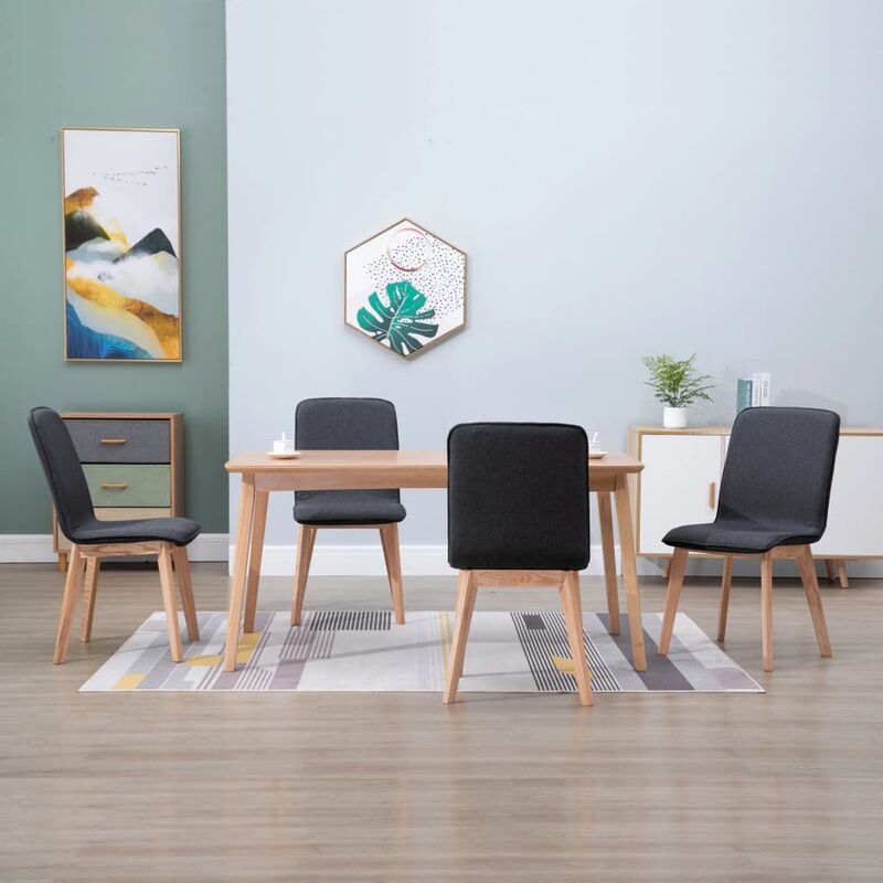 

Sillas de comedor 4 uds tela gris y madera maciza de roble