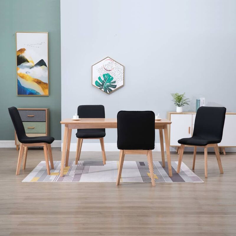 

Sillas de comedor 4 uds tela negra y madera maciza de roble