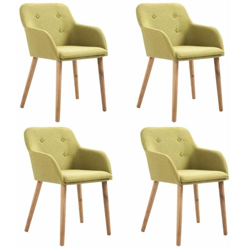 

Sillas de comedor 4 uds tela verde y madera maciza de roble