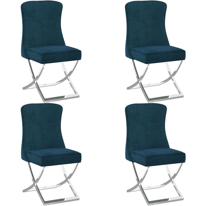 

Sillas de comedor 4 uds terciopelo acero inox azul 53x52x98 cm