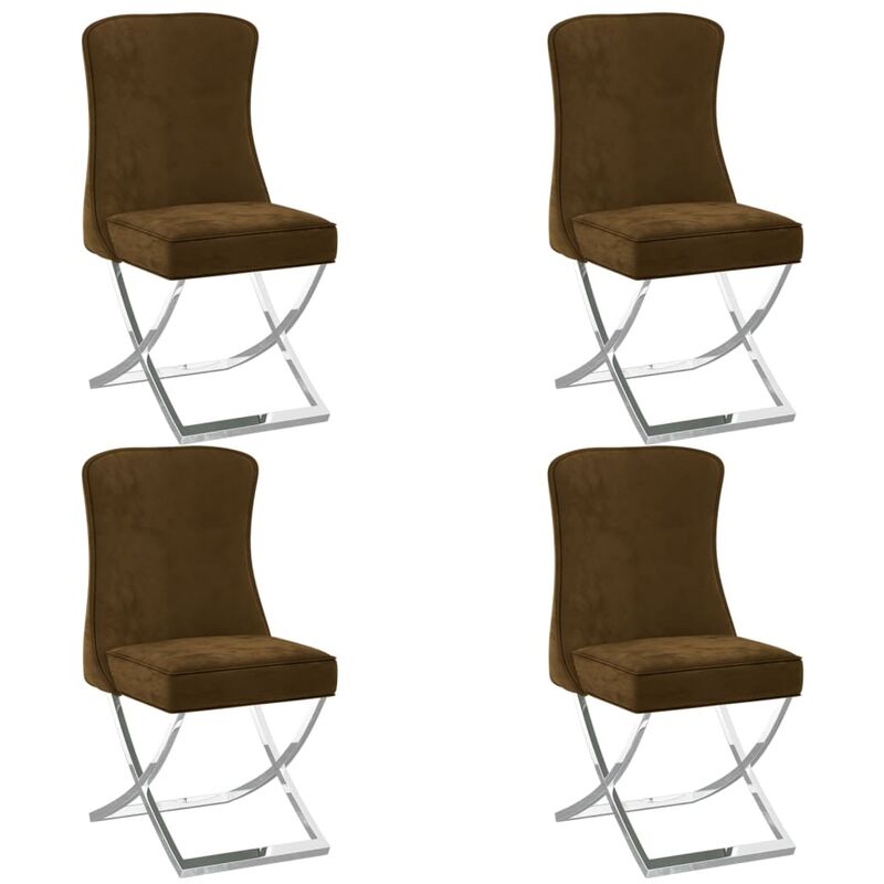 

Sillas de comedor 4 uds terciopelo acero inox marrón 53x52x98 cm