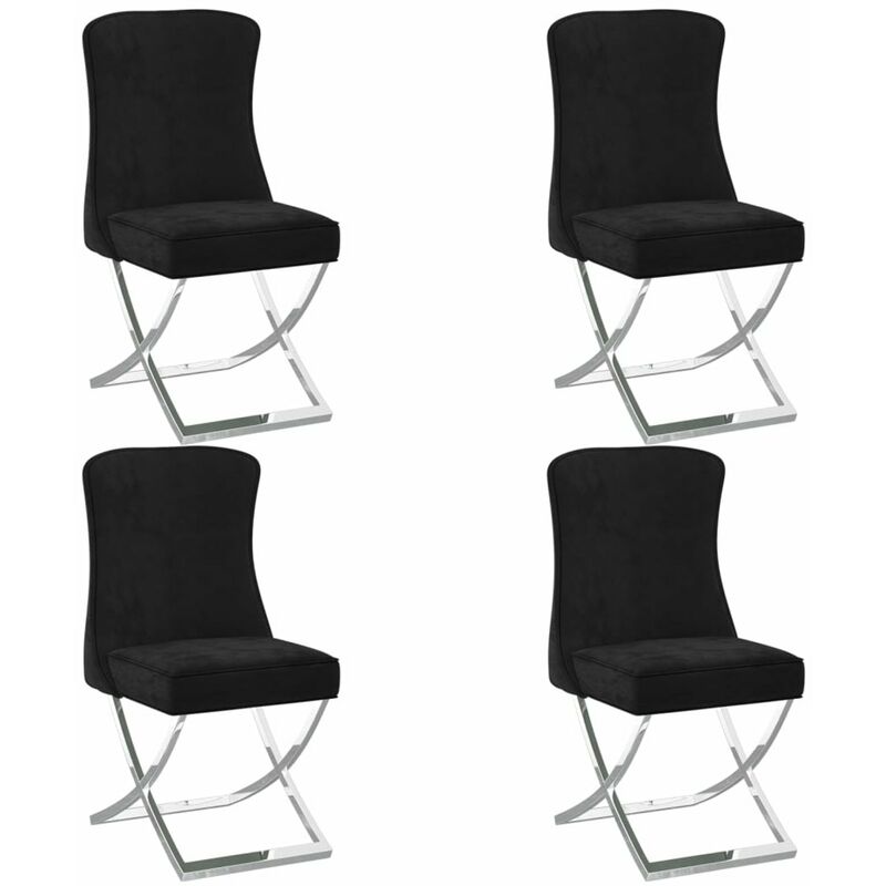 

Happyshopping - Sillas de comedor 4 uds terciopelo acero inox negro 53x52x98 cm