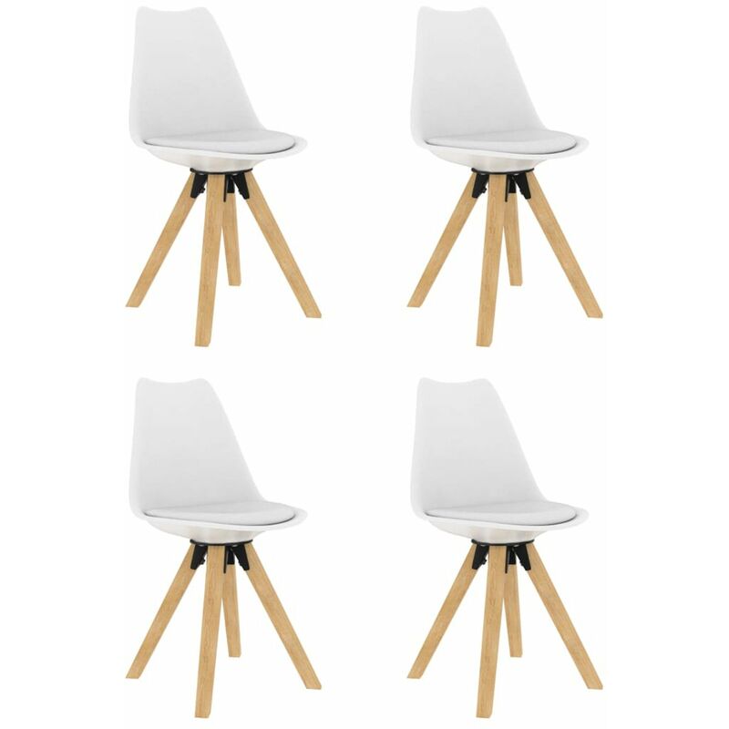 

Happyshopping - Sillas de comedor 4 unidades blanco PP y madera maciza de haya