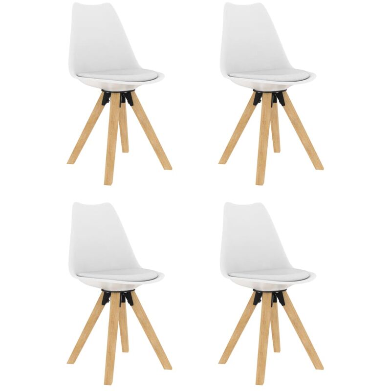 

Sillas de comedor 4 unidades blanco PP y madera maciza de haya
