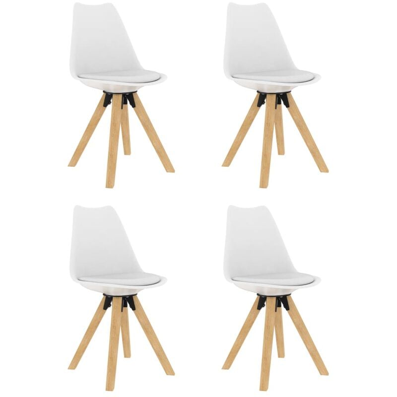 

Sillas de comedor 4 unidades blanco PP y madera maciza de haya - Blanco