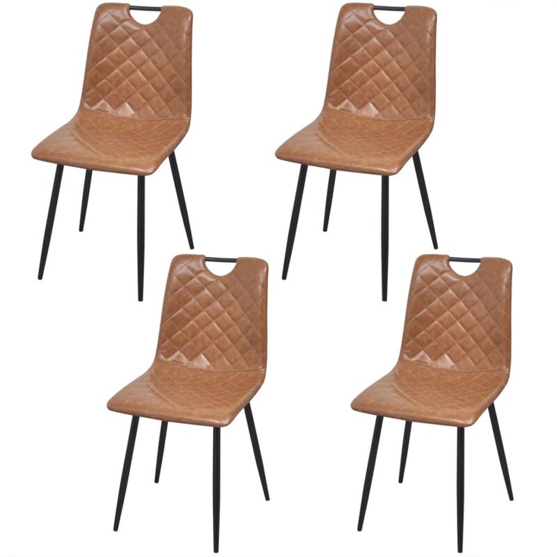 

Sillas de comedor 4 unidades cuero artificial marrón claro - Marrón