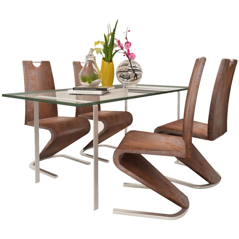 

Happyshopping - Sillas de comedor 4 unidades cuero artificial marron