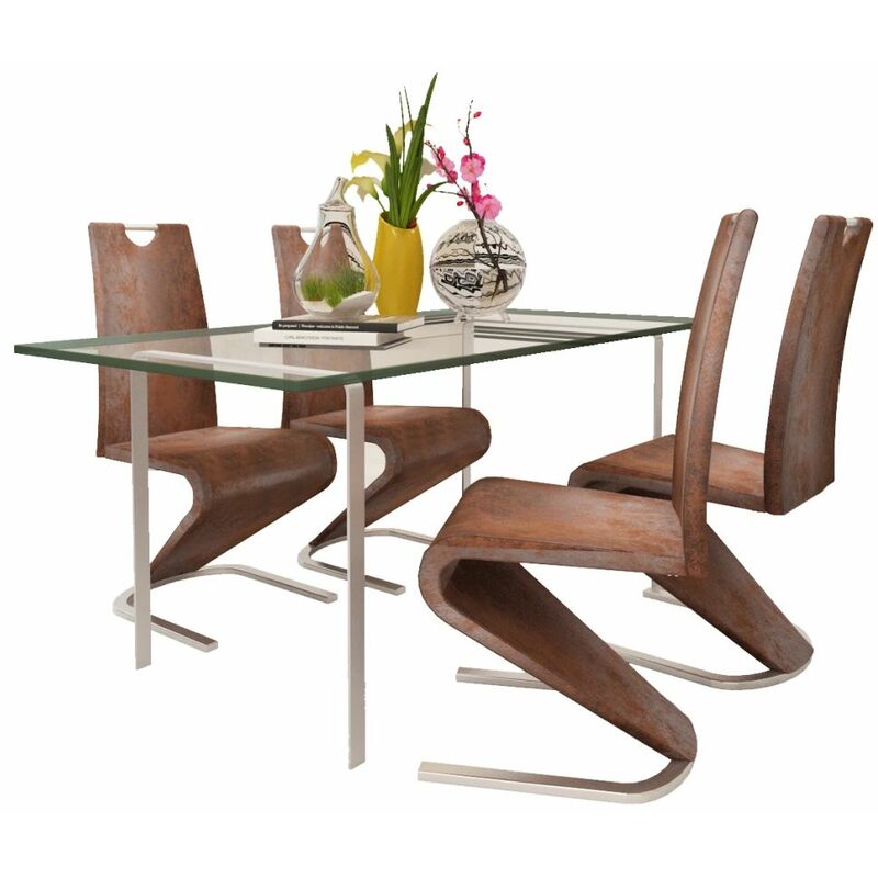

Sillas de comedor 4 unidades cuero artificial marrón