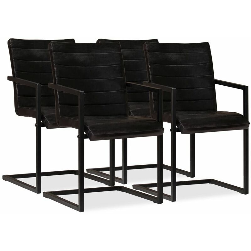 

Happyshopping - Sillas de comedor 4 unidades cuero autentico antracita