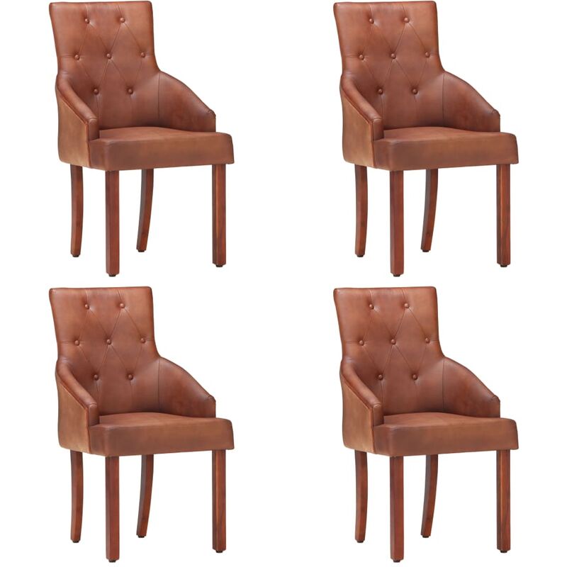 

Sillas de comedor 4 unidades cuero auténtico de cabra marrón